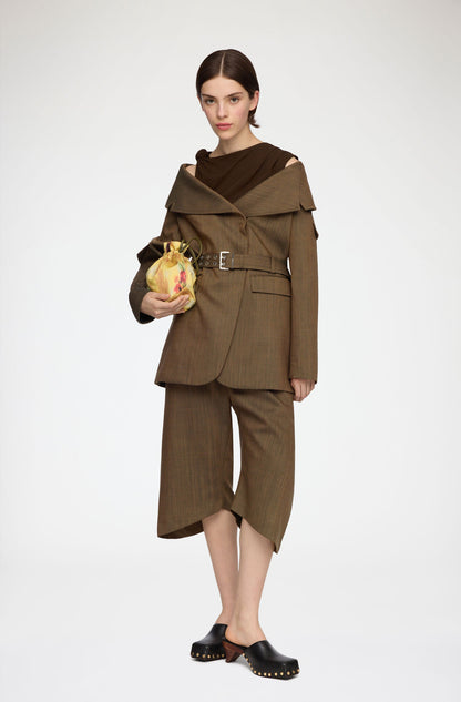 Light Wool  Open Collar Blazer