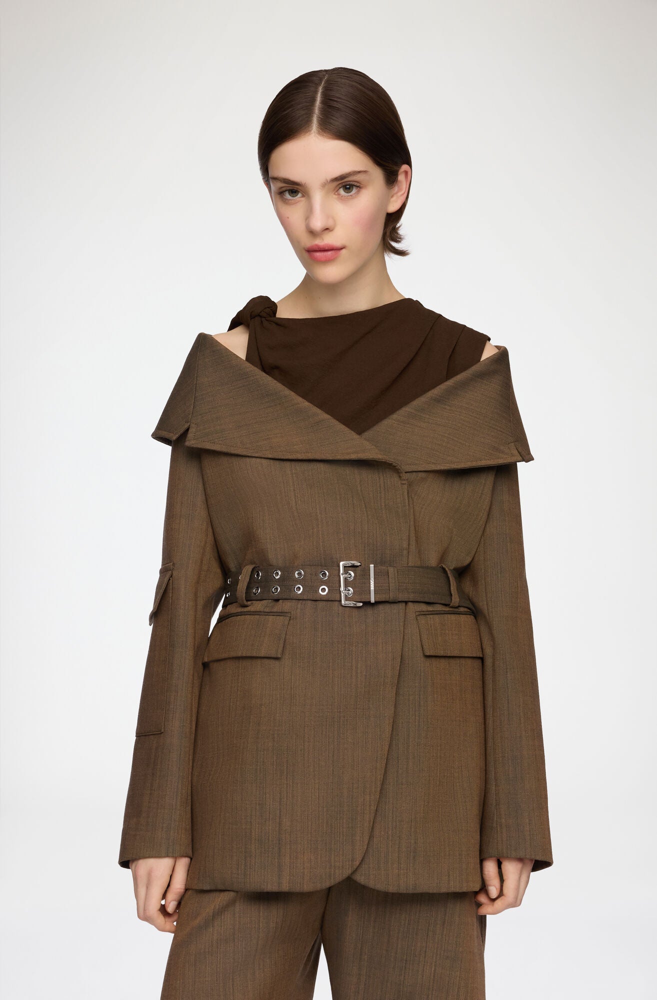 Light Wool  Open Collar Blazer