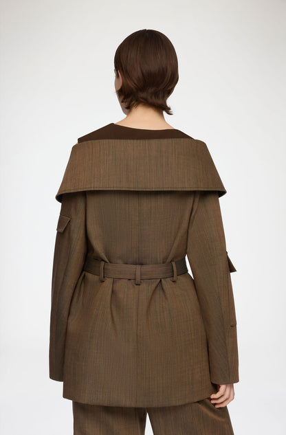 Light Wool  Open Collar Blazer
