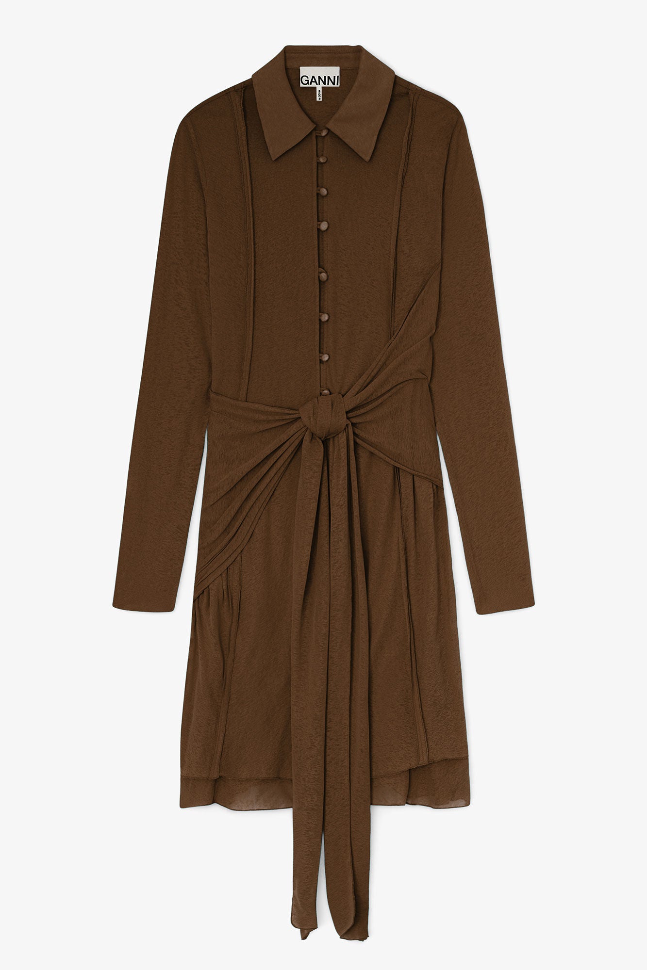 Marl Mesh Long Sleeve Tie Dress