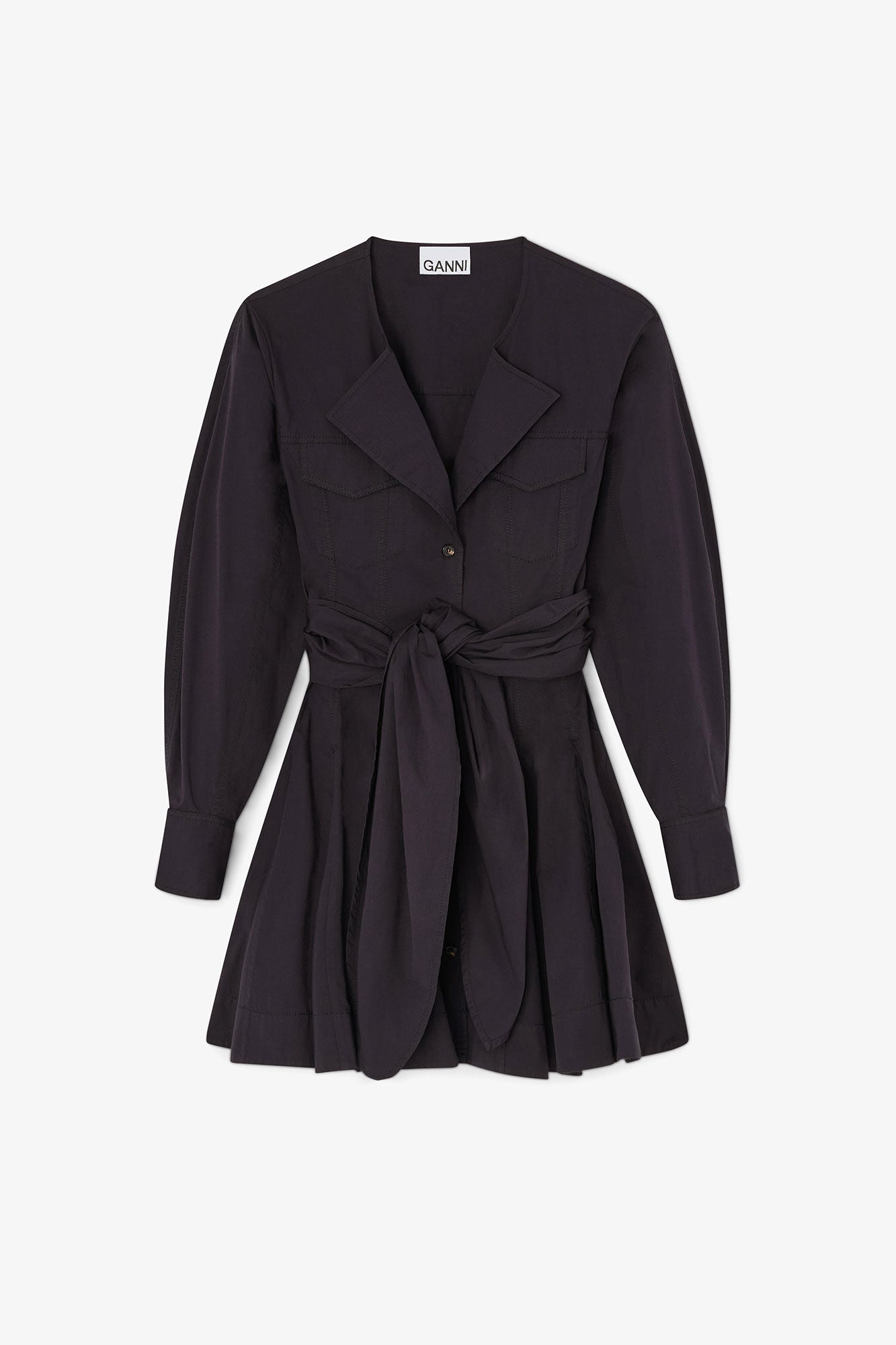 Stretch Cotton Mini Shirt Dress