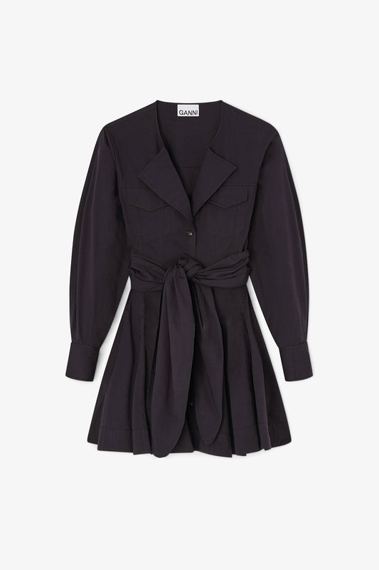 Stretch Cotton Mini Shirt Dress