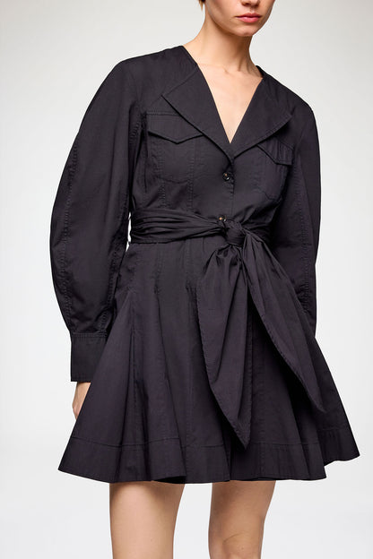 Stretch Cotton Mini Shirt Dress