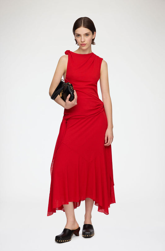 Marl Mesh Draped Knot Dress