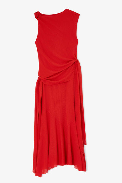 Marl Mesh Draped Knot Dress
