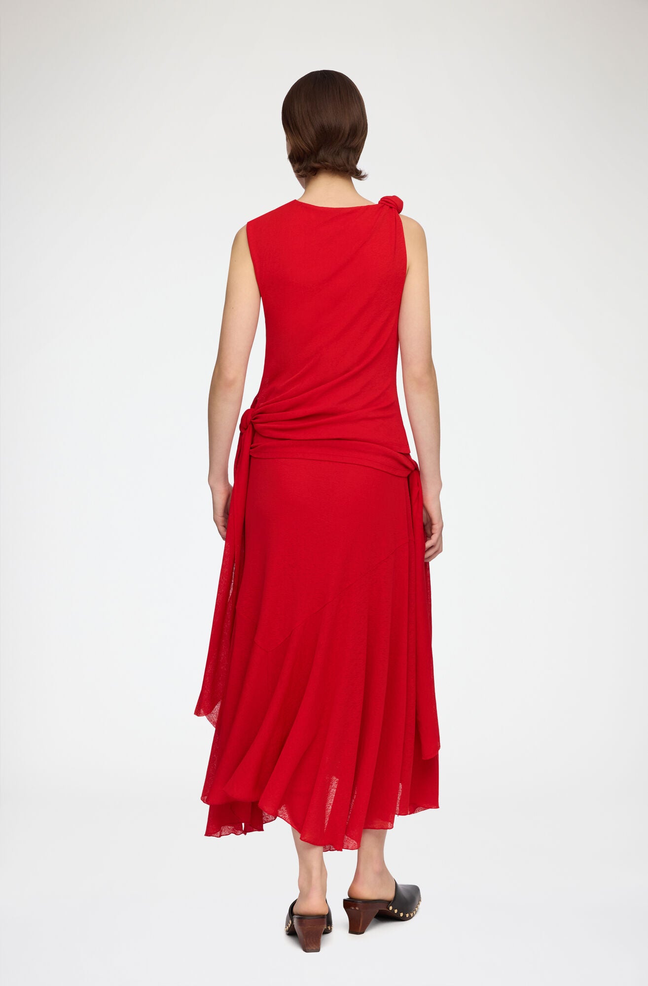 Marl Mesh Draped Knot Dress
