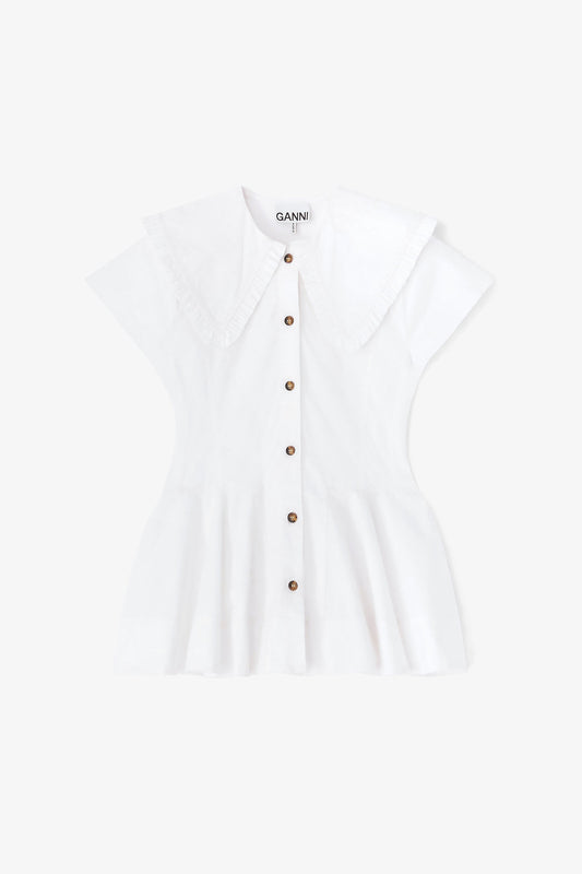 Stretch Cotton Peter Pan Collar Shirt