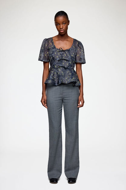 Printed Shibori Peplum Blouse
