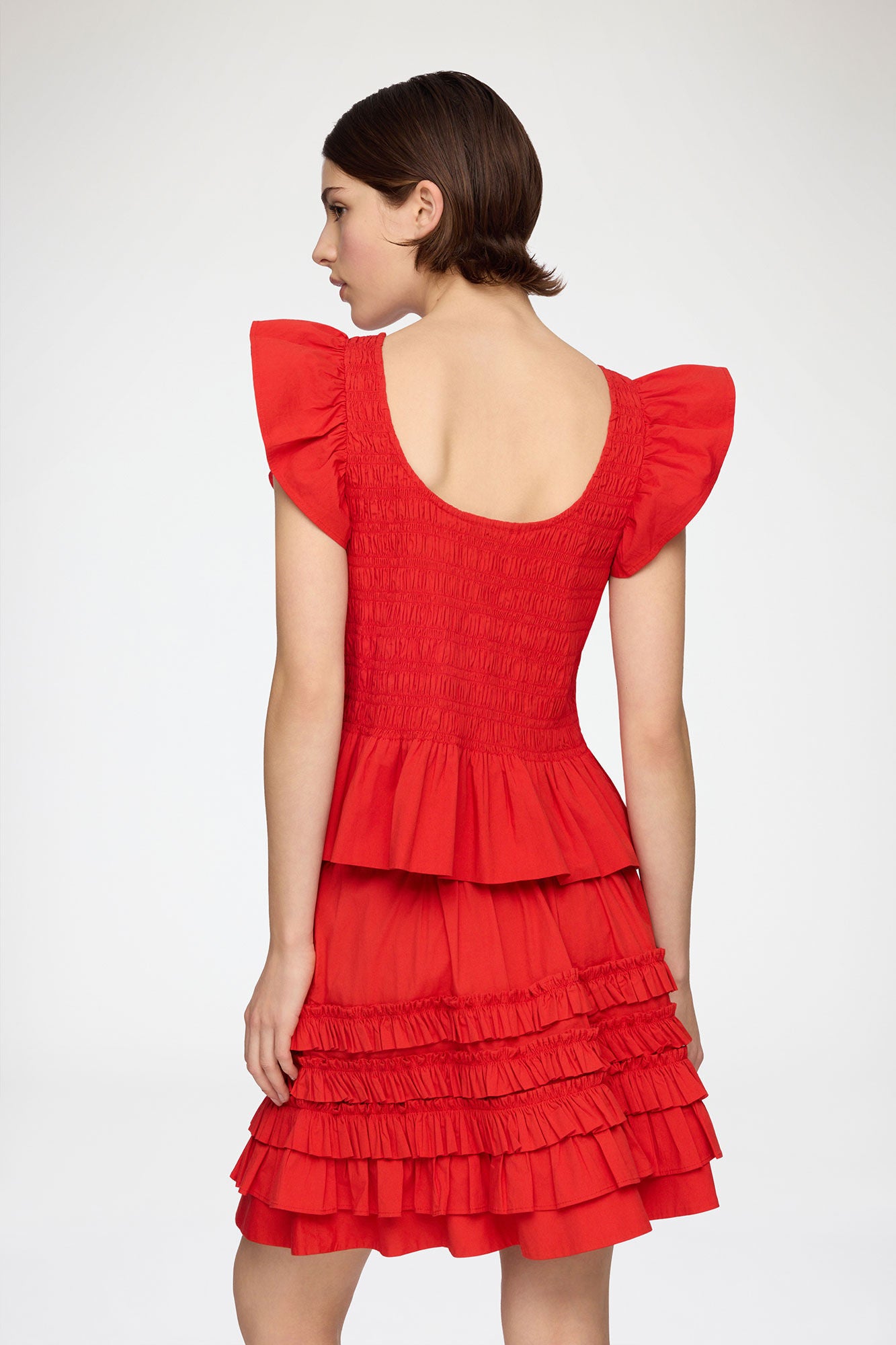 Stretch Cotton Angel Sleeve Smocked Top
