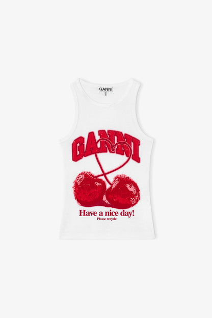 Compact rib jersey tank cherry