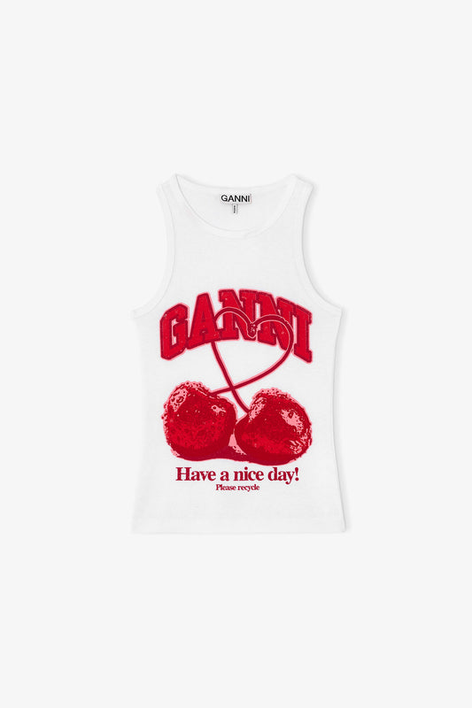 Compact rib jersey tank cherry