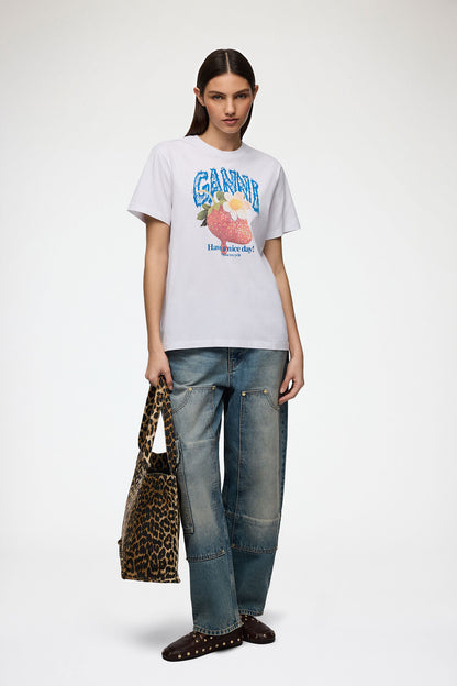 Basic Cotton Jersey Strawberry Print