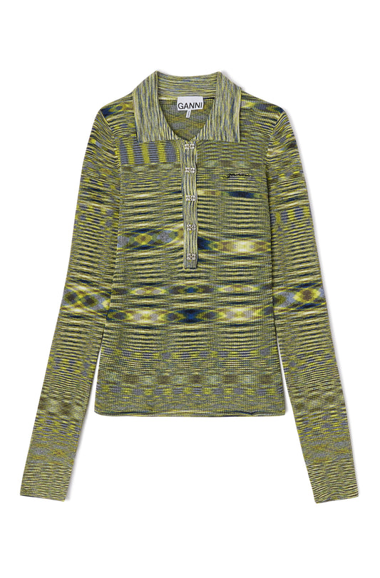 Spacedyed knit Polo