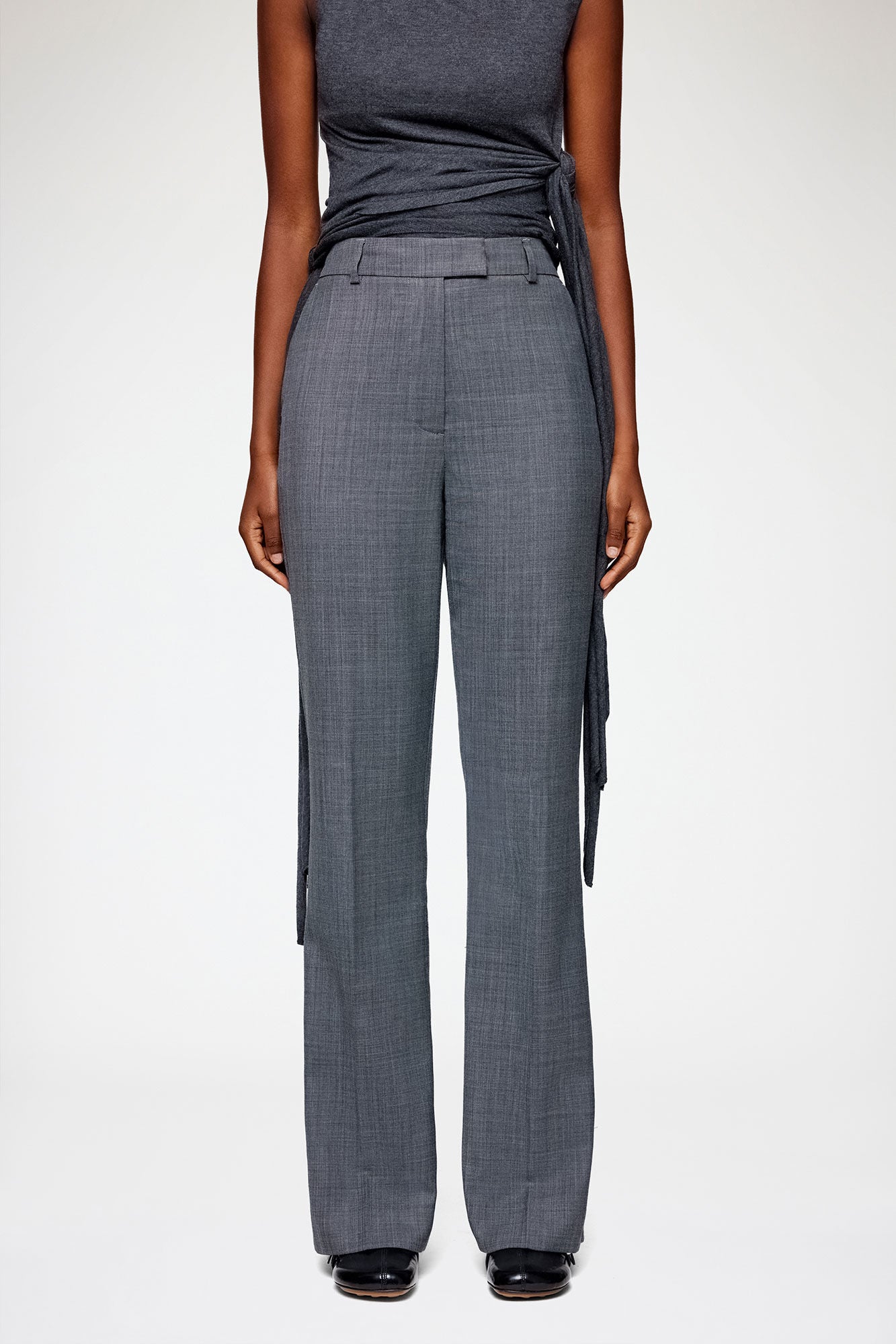 Wool Melange Straight Pants