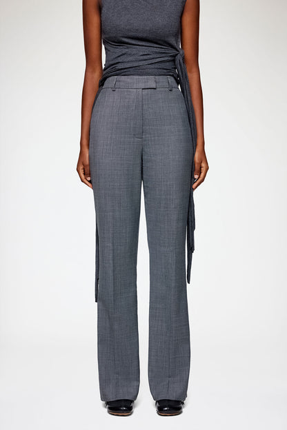 Wool Melange Straight Pants