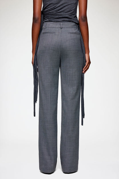 Wool Melange Straight Pants