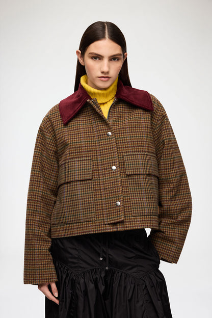 Heavy Check Twill Short Barn Jacket