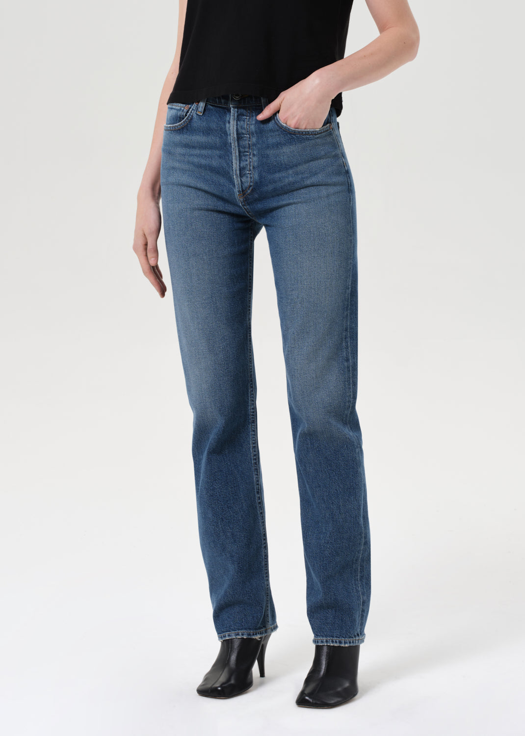 90'S PINCH WAIST HIGH RISE STRAIGHT LONG (COMFORT STRETCH)