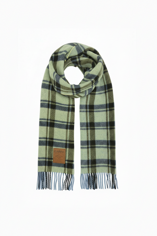 Double Face Wool Check Scarf