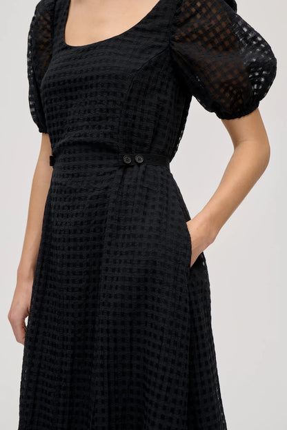 2069 Organza, Adjustable Waist Voluminous Midi Dress