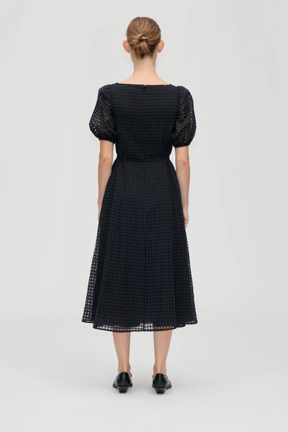 2069 Organza, Adjustable Waist Voluminous Midi Dress