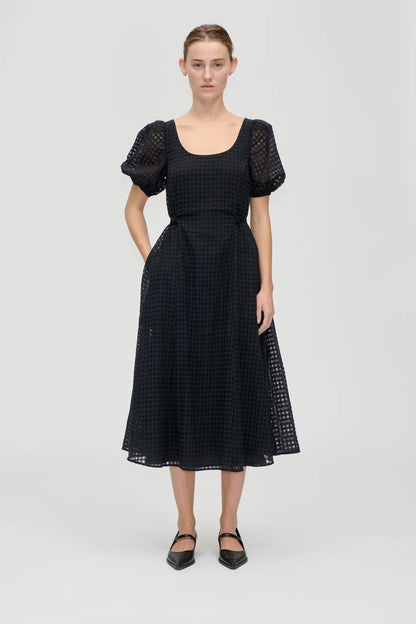 2069 Organza, Adjustable Waist Voluminous Midi Dress