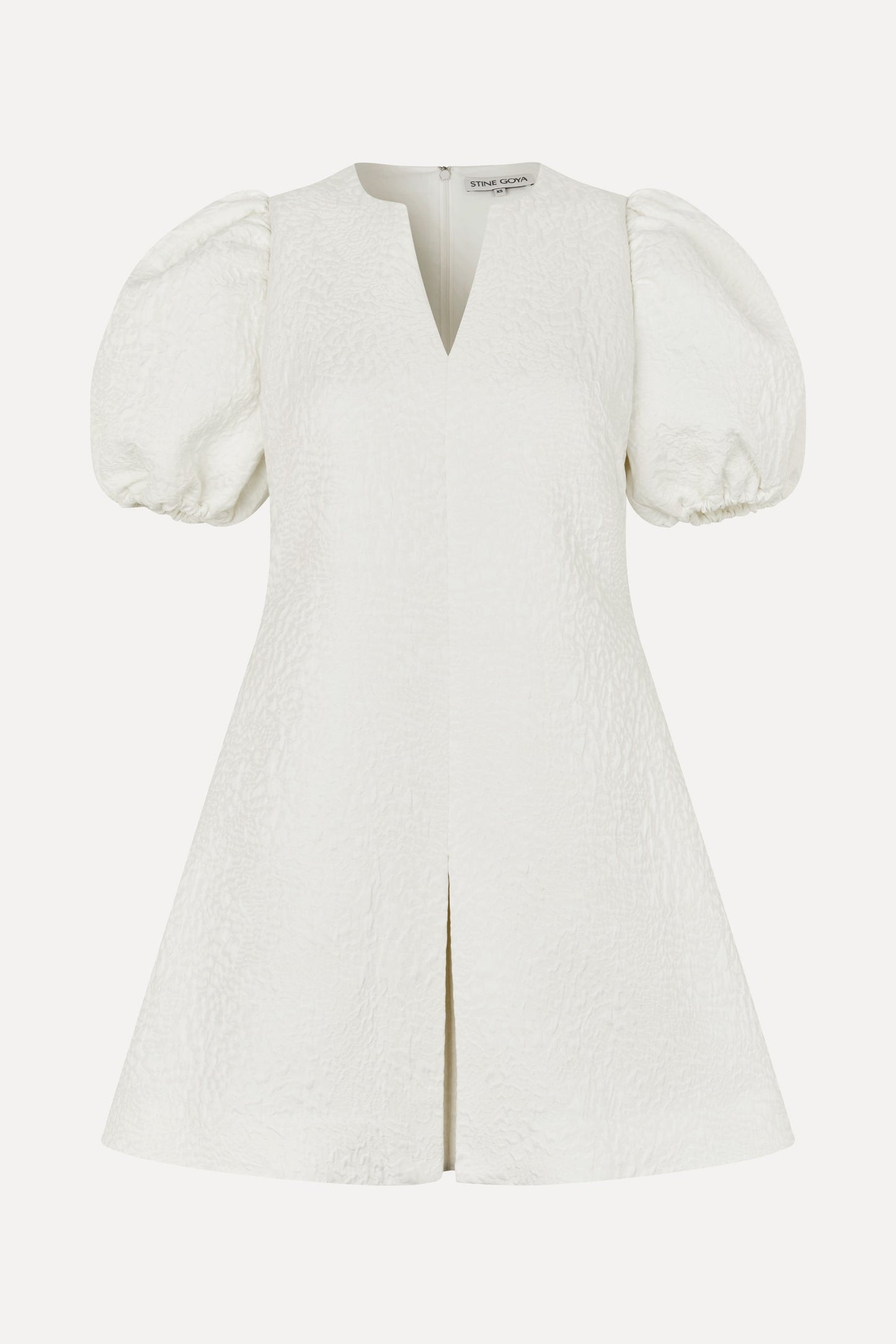 Textured Woven Jacquard, Angled Pleat Mini Dress