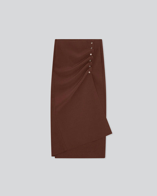 LAY2 BUTTONED WRAP SKIRT