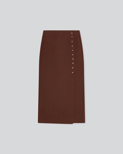 LAY2 BUTTONED WRAP SKIRT