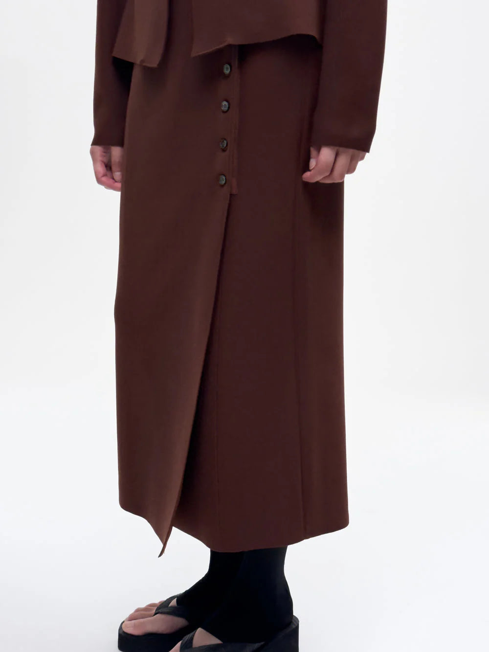 LAY2 BUTTONED WRAP SKIRT