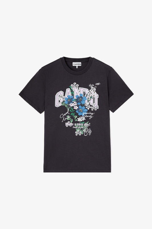 Basic Cotton Relaxed T-shirt Flower Print