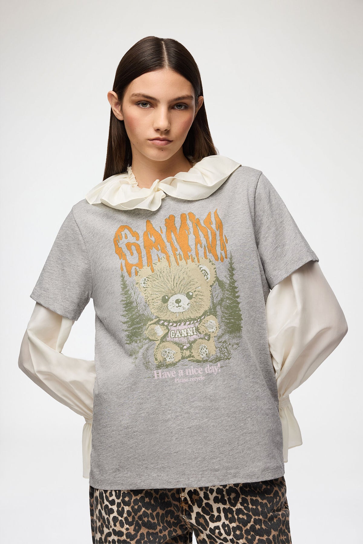 Basic Cotton Relaxed T-shirt Teddy Forest
