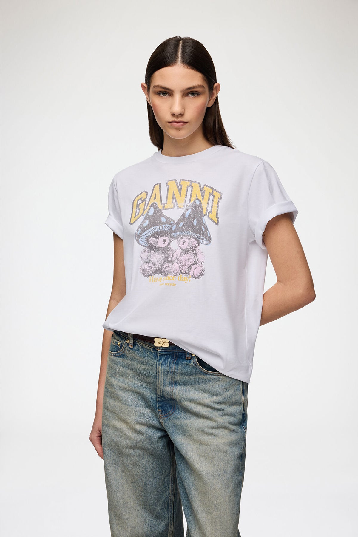 Basic Cotton Relaxed T-shirt Teddy Mushrooms