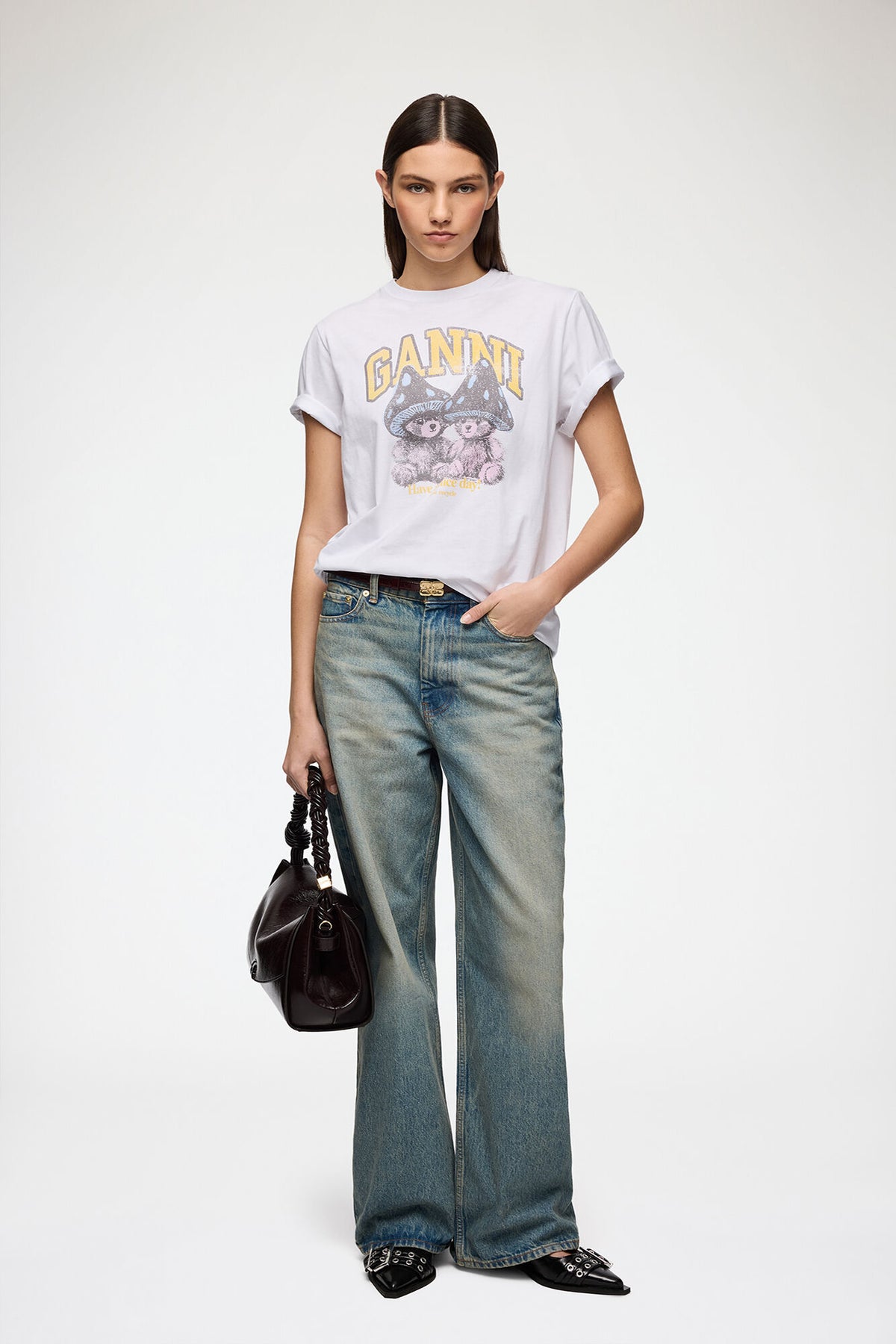 Basic Cotton Relaxed T-shirt Teddy Mushrooms