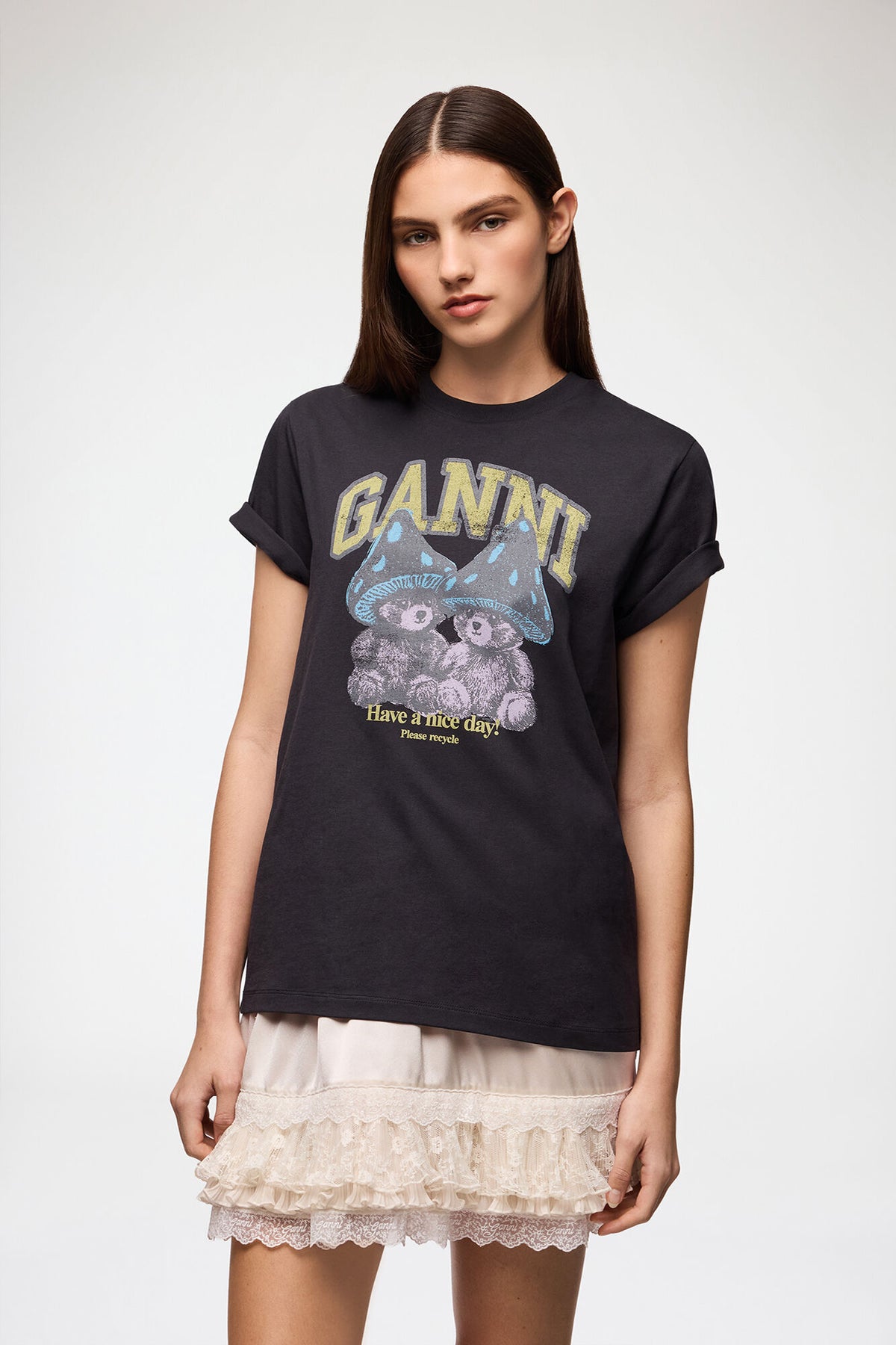 Basic Cotton Relaxed T-shirt Teddy Mushrooms
