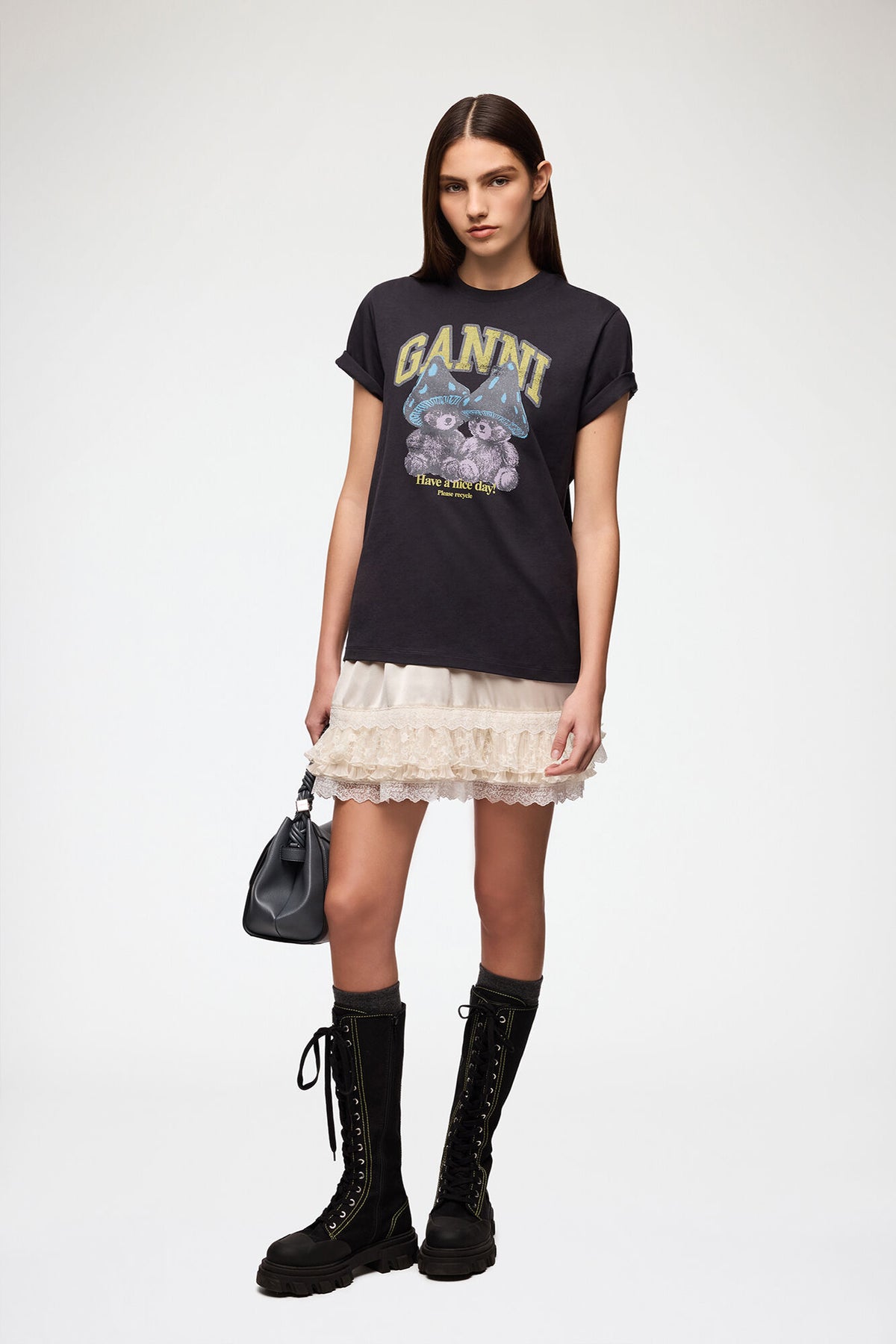Basic Cotton Relaxed T-shirt Teddy Mushrooms