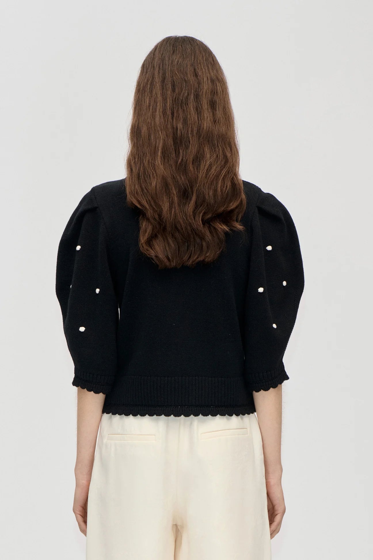 2386 Cotton Mix, Bobble Knit Polo Cardigan
