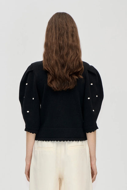 2386 Cotton Mix, Bobble Knit Polo Cardigan