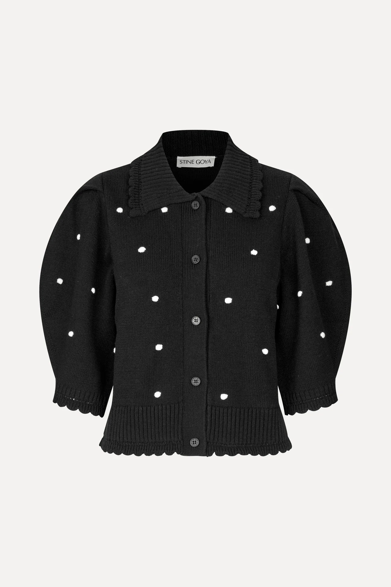 2386 Cotton Mix, Bobble Knit Polo Cardigan