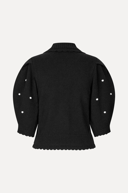 2386 Cotton Mix, Bobble Knit Polo Cardigan