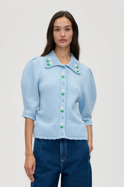 2359 Midweight Wool, Bobble Knit Polo Cardigan