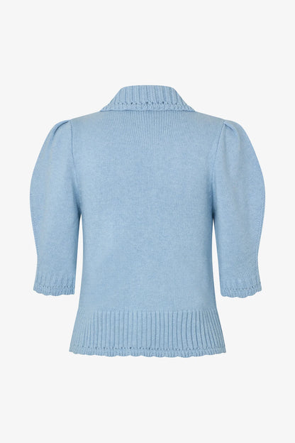 2359 Midweight Wool, Bobble Knit Polo Cardigan