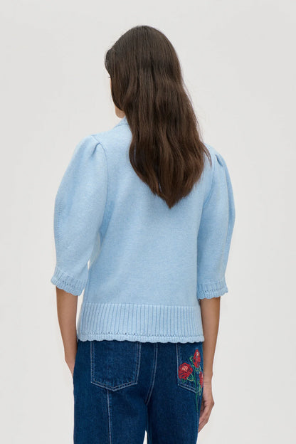 2359 Midweight Wool, Bobble Knit Polo Cardigan