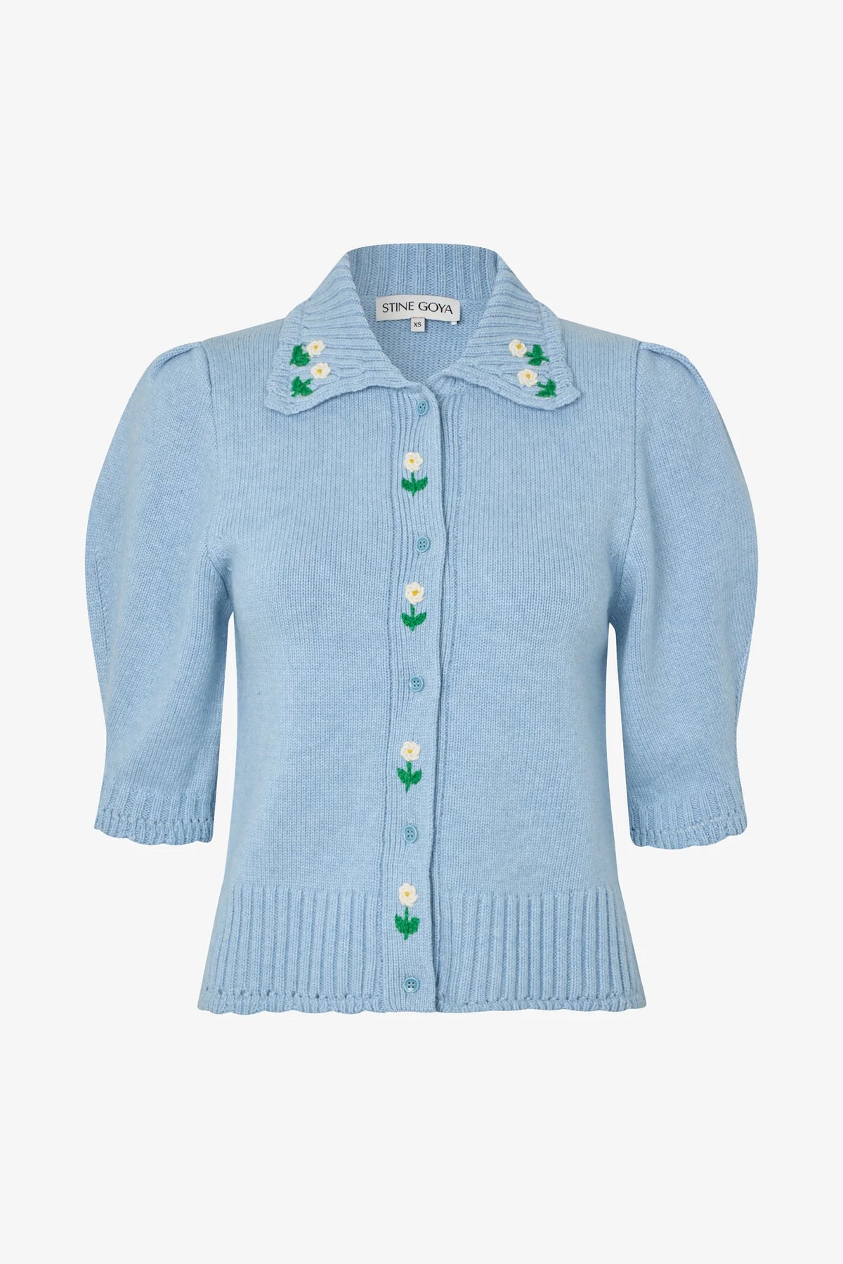 2359 Midweight Wool, Bobble Knit Polo Cardigan