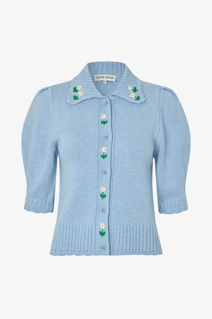 2359 Midweight Wool, Bobble Knit Polo Cardigan