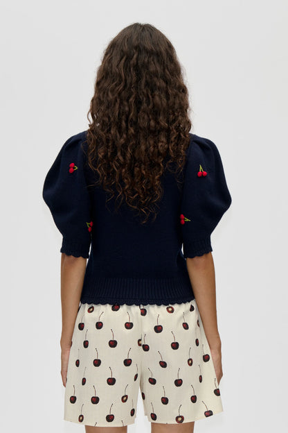 2359 Midweight Wool, Bobble Knit Polo Cardigan