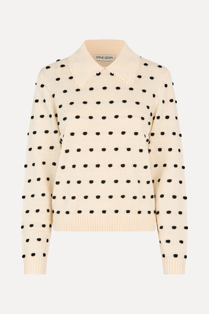 2386 Cotton Mix, Bobble Polo Collar Sweater
