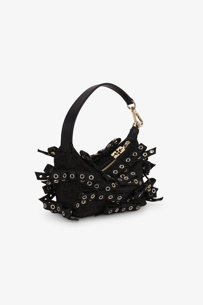 Butterfly Small Pouch Bow Eyelet Mix Denim
