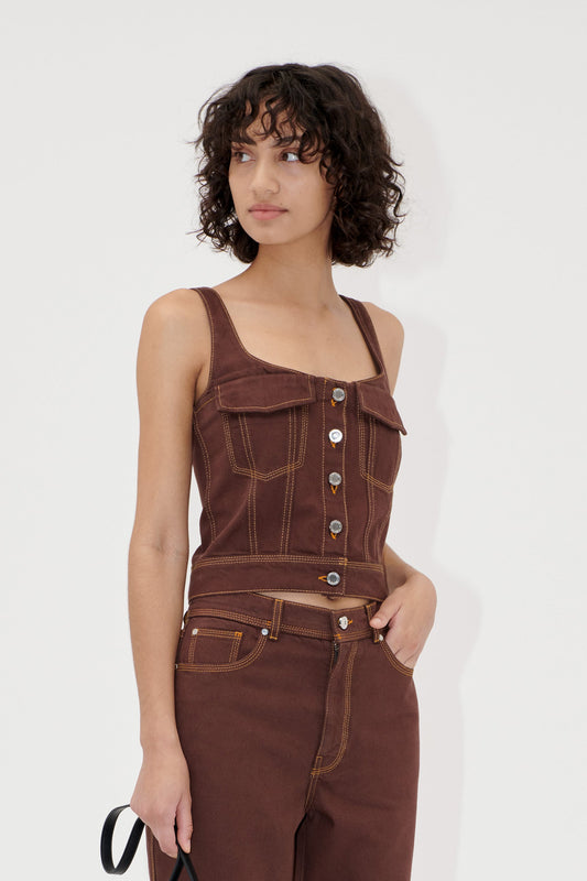 Denim, Cropped Denim Bustier