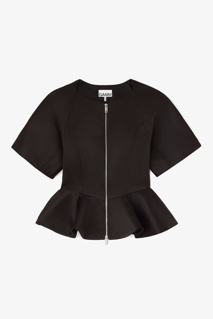 Duchesse Satin Peplum Zip Blouse